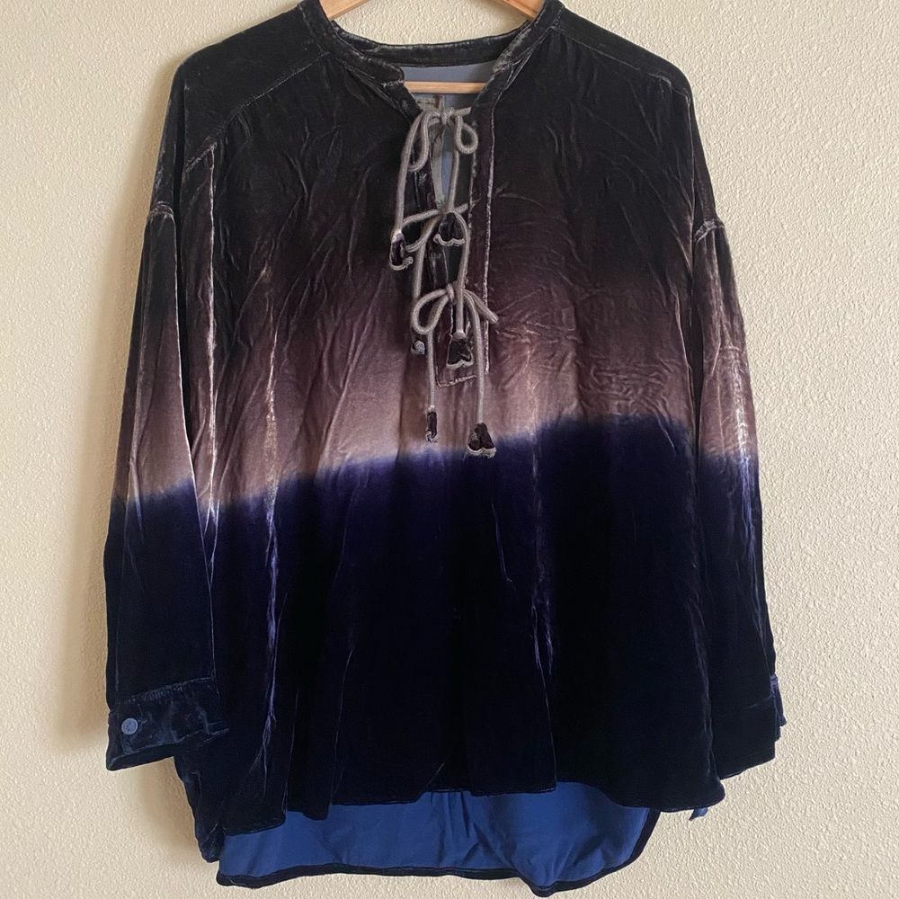 Johnny Was Velvet Ombré Tie Tunic Top
